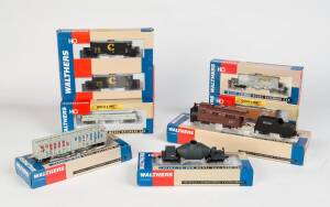 WALTHERS: A collection of HO Scale "Ready-to-Run" freight cars and a Rotary Snow Plow; mainly NIB. Includes "Goldline". (17 items).