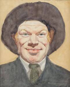 HERBERT McCINTOCK (1906-1985), watercolour on paper, titled "The Irishman", signed top right. 25 x 35cm