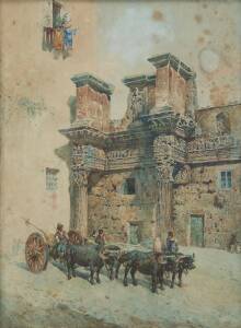 ARTIST UNKNOWN: Moroccan scene, watercolour, signed indistinctly lower left, 70 x 50 cm