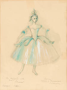 LOUDON SAINTHILL: Dancer - Rodgers + Hammerstein Cinderella 1962, pencil, wash and gouache, signed and dated and titled lower left and right, 31 x 24 cm