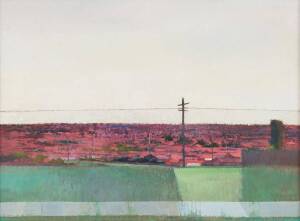 FREDERIC BATES: Suburban Strip, oil on board, signed lower left, 90 x 121 cm