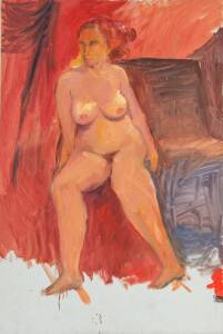 MAXIMILLIAM FEUERING: Nude, oil on board, 91 x 61 cm 