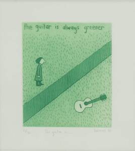 HORAREK: The Guitar Is... 2001, etching 13/30, 14 x 11.5 cm