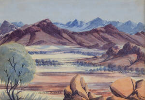 CLAUDE PANNKA: Central Australian Landscape, watercolour, signed 'CLAUDE PANNKA' lower left, 23 x 33 cm