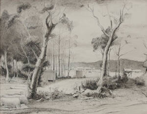 JOHN TERENCE SANTRY: Farm Landscape, ink and wash, signed 'SANTRY' lower right, 46 x 60 cm