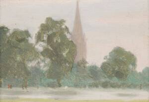 JOHN FARMER: Near London 1925, oil on board, signed, titled & dated verso. 9 x 14 cm