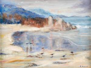 CONSTANCE HOLLAND: Whisky Beach, Wilsons Prom, oil on canvas on board, signed lower right, 29 x 39 cm