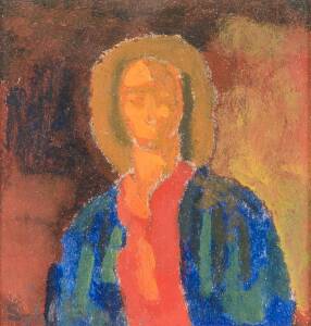 SYBIL CRAIG: Holy Figure, gouache, signed lower left, 8.5 x 8 cm