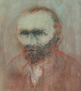 ADAM KRIEGEL: Looking at Vincent, pastel (2), each signed lower left, 61 x 54 cm & 68 x 49 cm