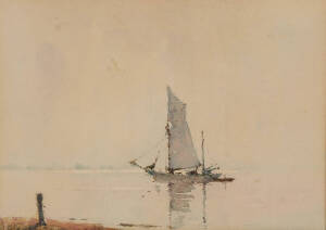 REGINALD WARD STURGESS: Sail Boat and Reflection, watercolour, signed 'R.W STURGESS' lower left, 15.5 x 21.5 cm