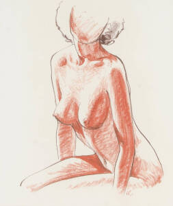 LANCE ROSS: Nude Study, drawing, initialled 'LR' lower right, 37 x 32 cm