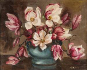 DORA MCRAE: Magnolias, oil on canvas on board, signed lower right, 40 x 50 cm