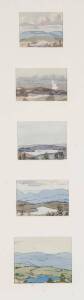 PEGGIE CROMBIE: Suite of Five Landscape Studies, watercolours, signed with initials, 9 x 12 cm (approx)