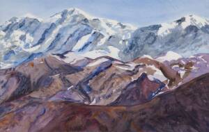 S PLATT: In the Alps, watercolour, signed lower right, 45 x 70 cm