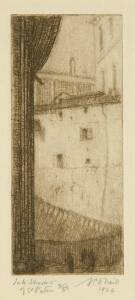 JESSIE TRAIL: In the Shadow is St Peters 1926, etching 2/50, signed, dated, titled and editioned to margin, 13 x 5.5 cm