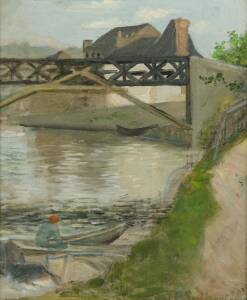 JEAN P SUTHERLAND: Under the Bridge, oil on canvas board, signed lower right, 33 x 27 cm