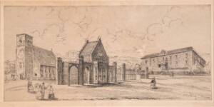 JAMES BARCLAY GODSON: The Old Toll Bar, etching ed. 24, 14 x 30 cm