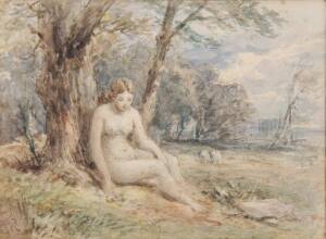 FREDERICK GEORGE REYNOLDS: Figure in Landscape, watercolour, signed lower left, 17 x 22 cm