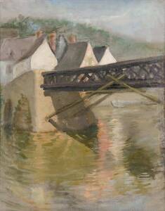 JEAN P SUTHERLAND: The Bridge, oil on canvas on board, 36 x 28 cm