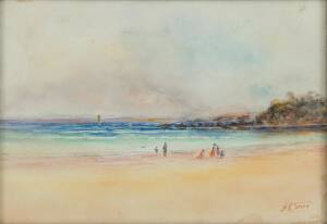 A. E. JONES: Beach Scene near Philip Island, watercolour on paper, signed and dated lower right side,  21.5 x 32 cm 