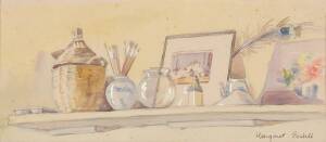 MARGARET PESTELL: The Artist's Studio, watercolour, 15.5 x 35.5 cm