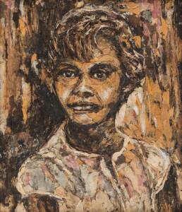 M SWENSEN: Portrait, bark and flora, 33.5 x 38.5 cm