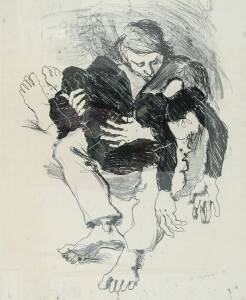 PAT REYNOLDS: Kissing Couple 1971, print, signed and dated lower right, 71 x 59 cm