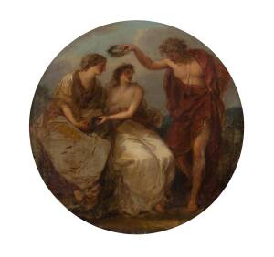 EUROPEAN SCHOOL: Classical Figure Studies, oil on canvas on board, 62.5 diameter 