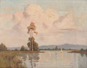 ERIK LANGKER: Sailing, Quiet Morning, oil on board, signed lower right, 39 x 50 cm