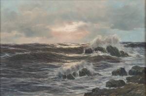 EDGAR FREYBERG: Wave Study, oil on canvas, 60 x 90 cm