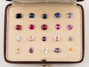 A large collection of synthetic gems, scales and gemstone sets. 