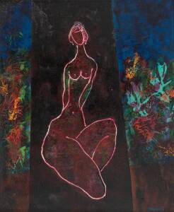 MAXIMILLIAM FEUERING (1896-1985), Nude, oil on board, signed lower right, 50 x 60 cm