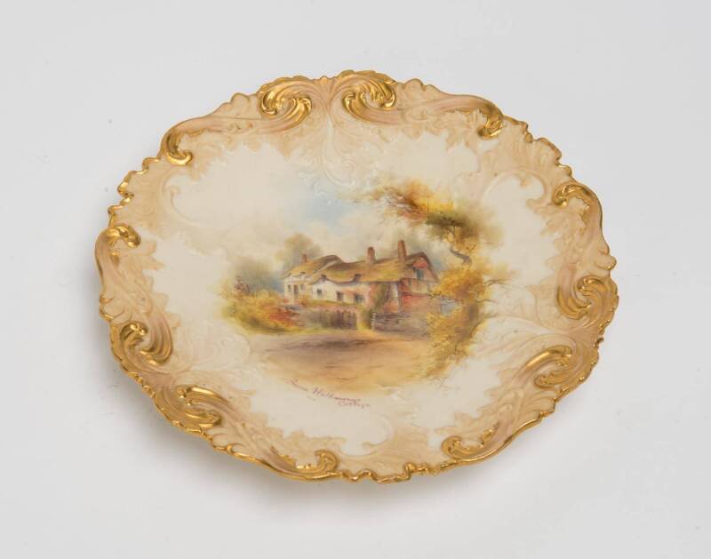 A Locke & Co. Worcester cabinet plate "Anne Hathaway's Cottage", late 19th Century. 23cm  