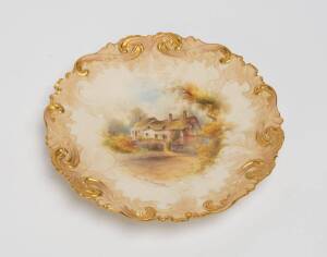 A Locke & Co. Worcester cabinet plate "Anne Hathaway's Cottage", late 19th Century. 23cm  