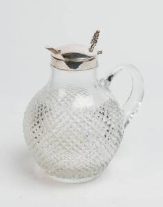 A sterling silver mounted crystal wine jug, 20th century. 20cm high