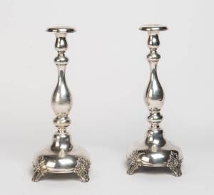 A pair of Austro-Hungarian silver candle sticks, late 19th century. 37cm high