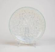 A French leaf patterned opalescent glass dish, 20th Century. 30.5cm diameter