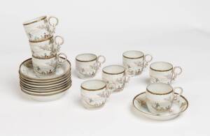 A Japanese hand painted porcelain tea set, first half 20th Century. Cups 5.5cm high