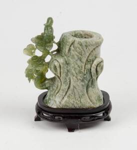 A Chinese large green jade brush pot, 20th Century