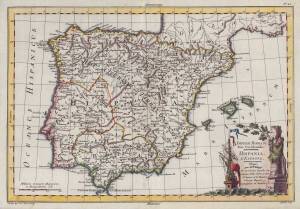 "Imperii Romani Pars Occidentalis. Hispania. L'Espagne" engraved map published by Moithey [Paris, c1780], size 44x28cm.