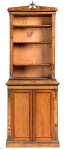 A Victorian walnut veneered & ormolu mounted bookcase. Approximately 224cm high, 87cm wide, 40cm deep 