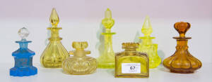 A group of 7 assorted perfume bottles, French & Bohemian, 19th Century. 