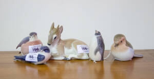 A group of five Royal Copenhagen animals & birds, 20th Century. Largest 9cm high