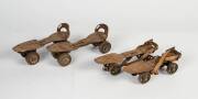 SKATES: Two pairs of antique roller skates; and two pairs of antique ice skates. Poor/G condition.