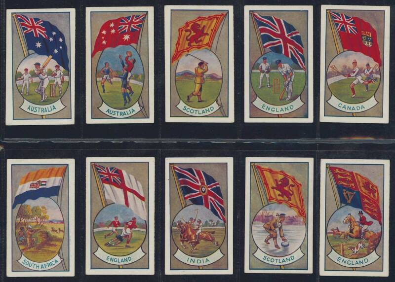 SPORT CARDS: 1901-36 collection, noted 1936 Allens "Sports and Flags of Nations", complete set [36], with one card showing Australian football; c1917 Village Maid "Sports of the World" [50]; 1907 Sniders & Abrahams "How to Keep Fit" [11/30]; 1901 Wills "S