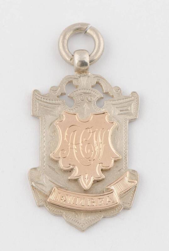 SPORT MEDALS, 1901 Bush Rats FC sterling silver fob/medal engraved on reverse "A.C.Wilson, Capt'n, Bush Rats F.C., 1901"; plus 1906 medal engraved on front "N.D.F.L. Schools Compet. 1906".