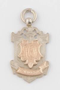 SPORT MEDALS, 1901 Bush Rats FC sterling silver fob/medal engraved on reverse "A.C.Wilson, Capt'n, Bush Rats F.C., 1901"; plus 1906 medal engraved on front "N.D.F.L. Schools Compet. 1906".