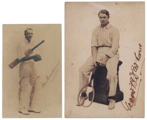 Signed photographs of Don Bradman & Australian tennis player Edward Bury Dewhurst (who won mixed doubles at 1906 US Open); also two photographs of Don Bradman & photo of c1936 England cricket team.