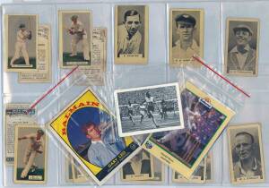CARDS & EPHEMERA, noted 1968 Scanlens "NSWRL Footballers" [2/44]; Olympics postcards (12); "The Ashes 1936-1937 - The Wrigley Souvenir Book and Scoring Record" with score sheet; books "Classic Cricket Cards" & "More Classic Cricket Cards". 