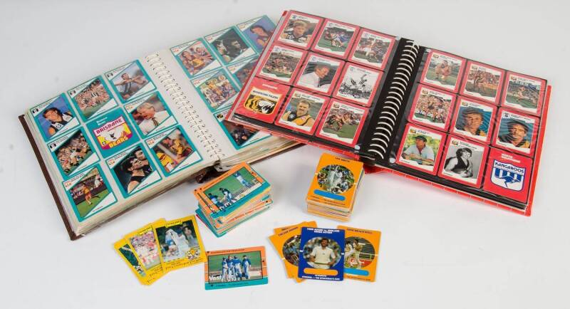 SPORTS CARDS: c1990's football & cricket cards (300+) in 3 albums plus some loose, mainly Scanlens (Stimorol). 